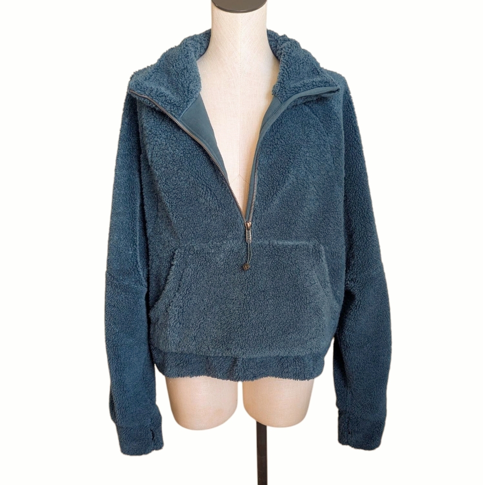 Lululemon Scuba Oversized Cropped Sherpa Fleece Funnel 1/2 Zip Pullover XL XXL - Picture 2 of 14